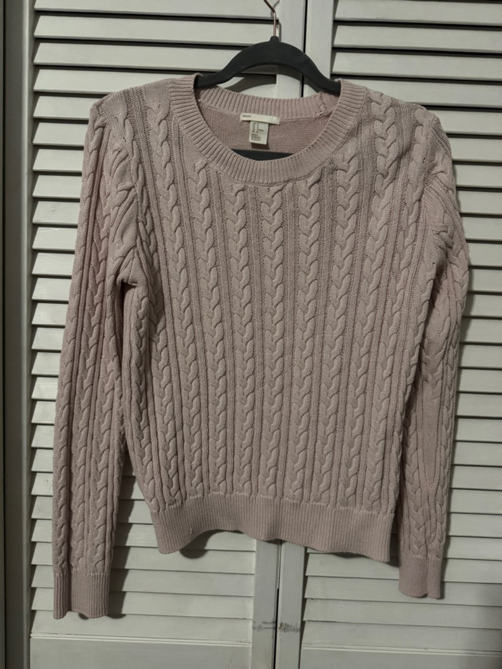 H&M Cable Knit Crewneck Sweater - Light pink